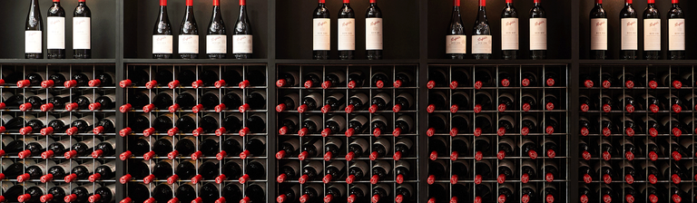 Wall of Penfolds wine bottles at Barossa Valley Cellar Door