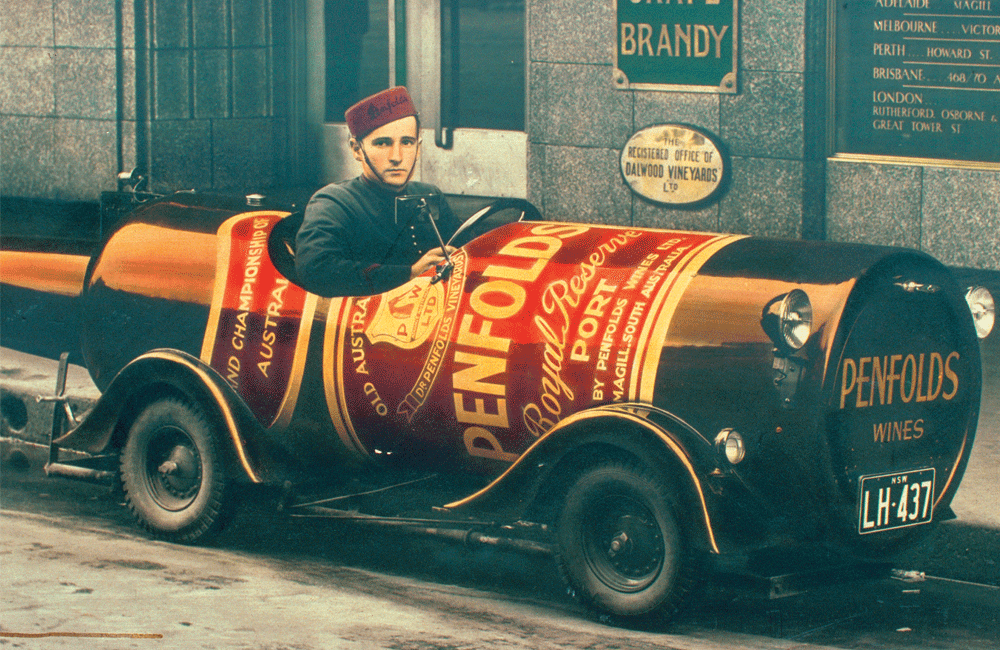 Penfolds promotional cart in the 1920s
