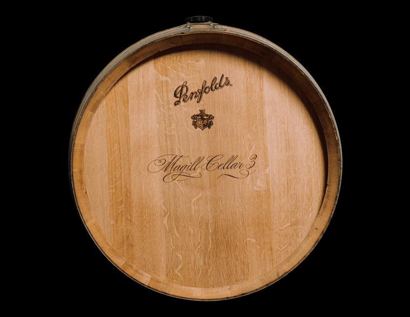 Front view of Magill Cellar 3 wine barrel