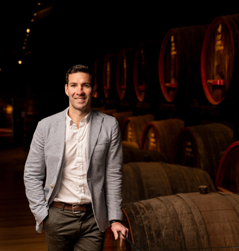 Henery Slattery, Penfolds Winemaker stands in the tunnel of Magill Estate