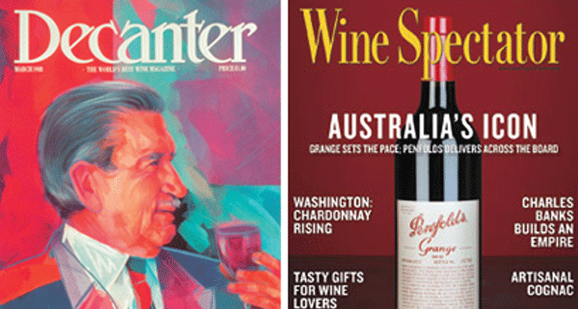 Decanter and Wine Spectator magazine covers from the mid-90s