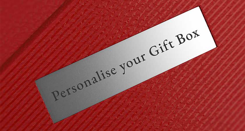 Personalised plaque on Grange gift box
