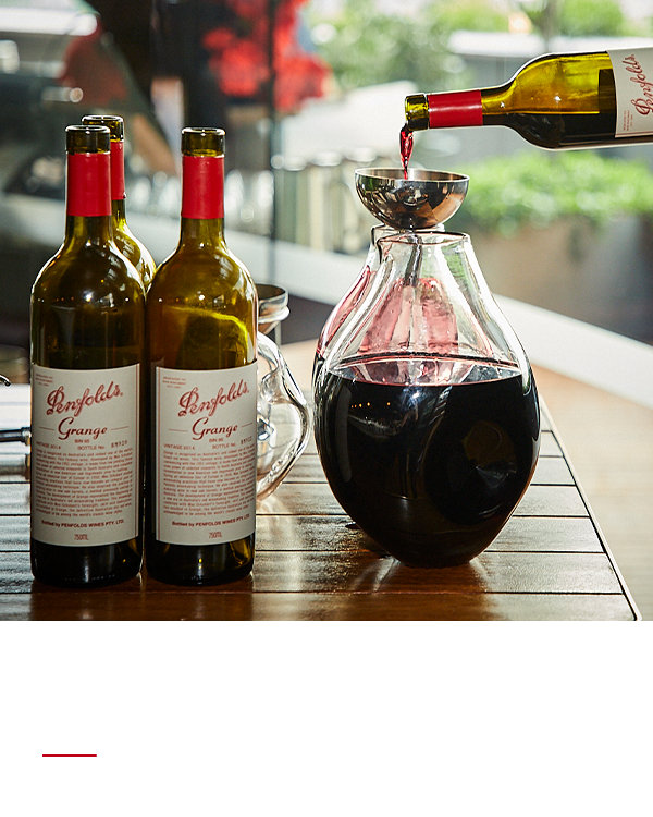 Penfolds Grange being poured into decanter