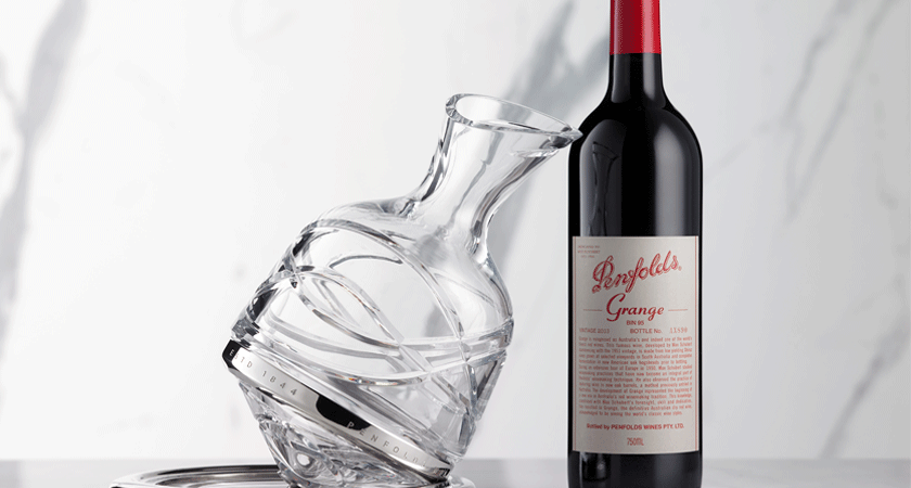 Grange bottle with Saint-Louis x Penfolds series two crystal decanter