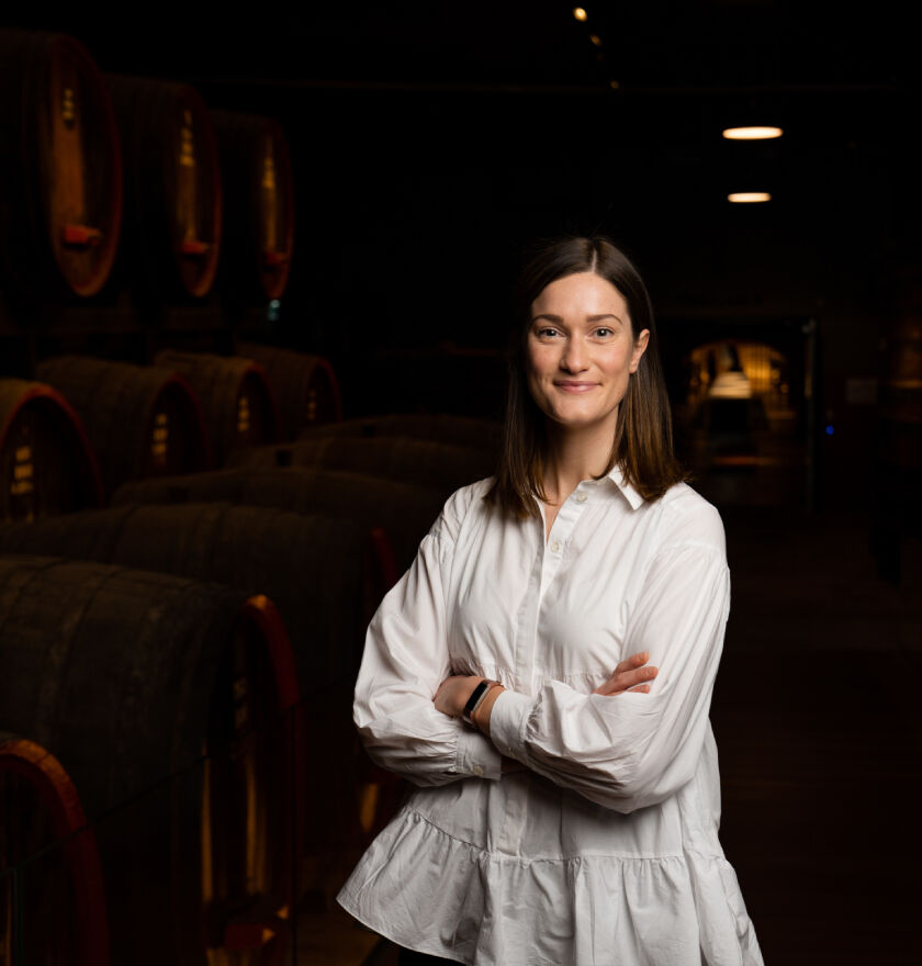 Shauna Bastow, Penfolds Winemaker in the underground tunnels of Magill Estate
