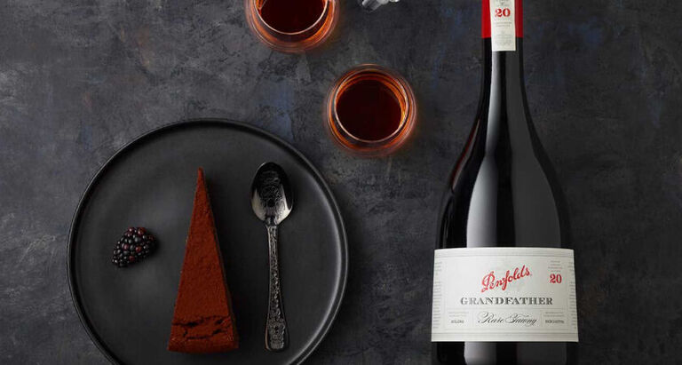 Penfolds Grandfather Fortified with chocolate cake