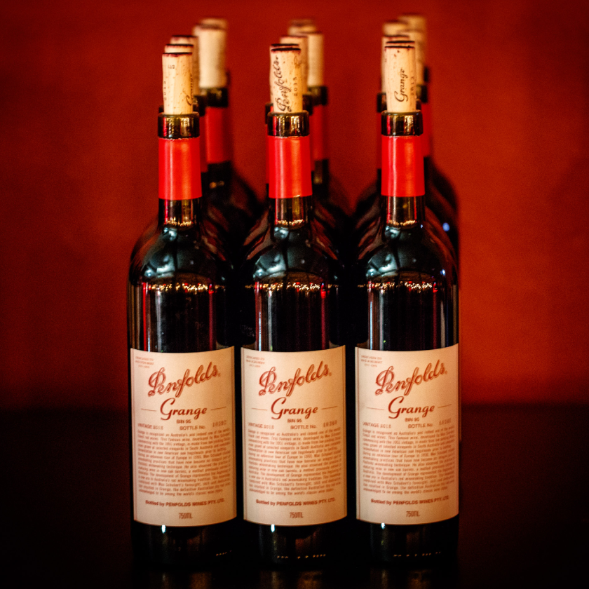 Penfolds Grange with open corks