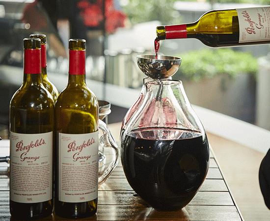 Penfolds Grange being poured into a decanter