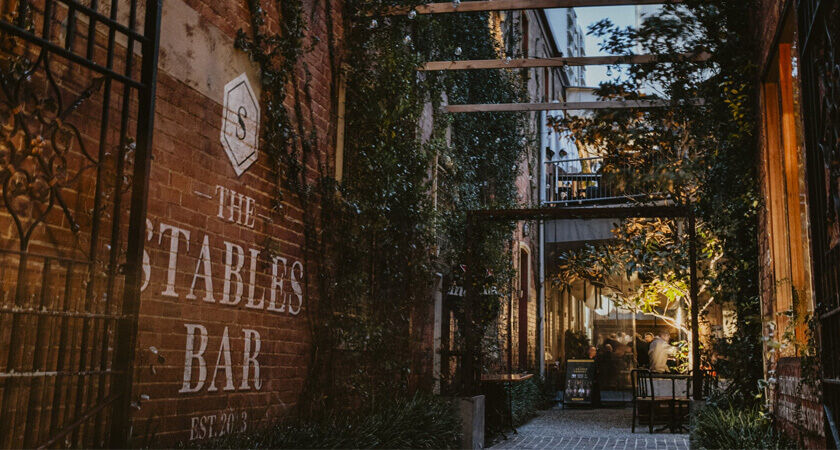 The entrance to the Stables bar