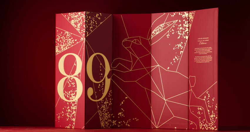 Open Lunar New Year Bin 389 Magnum Box reveals leaping rabbit and gold foil numbers