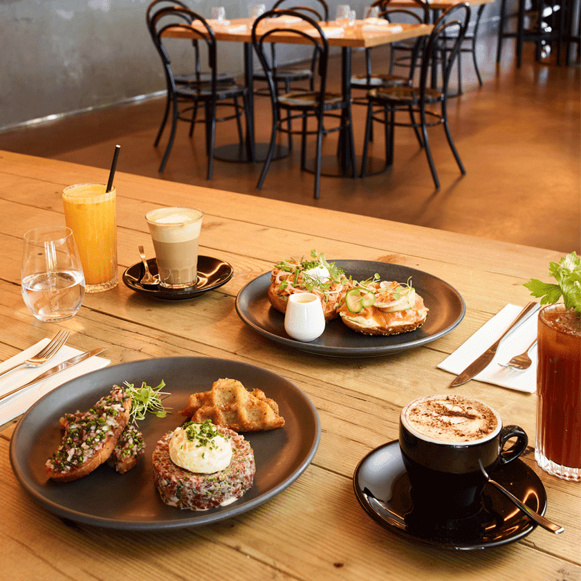 Brunch dishes on a table at Magill Estate Kitchen