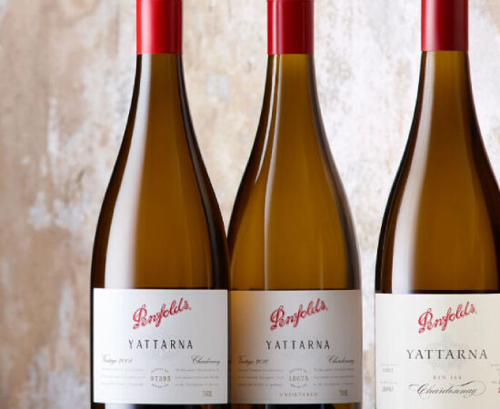 Penfolds white wines lined up