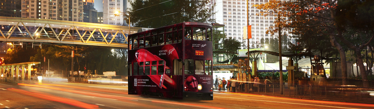 Penfolds wrapped bus driving through Hong Kong