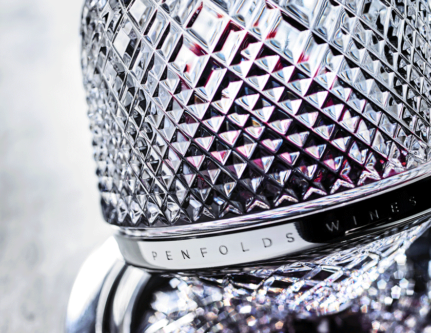 Close up of Penfolds x Saint Louis crystal decanter