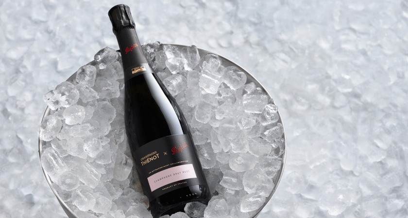 Champagne rose bottle on ice